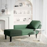Vidaxl chaise longue avec coussin vert fonc� tissu en velours c�tel�