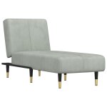 Vidaxl chaise longue gris clair velours