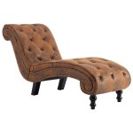 Vidaxl chaise longue marron similicuir daim
