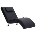 Vidaxl chaise longue de massage avec oreiller noir similicuir