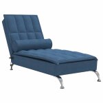 Vidaxl chaise longue de massage avec traversin bleu tissu
