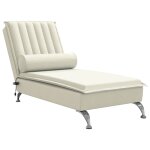 Vidaxl chaise longue de massage avec traversin crme velours