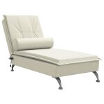 Vidaxl chaise longue de massage avec traversin crme velours