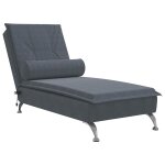 Vidaxl chaise longue de massage avec traversin gris fonc velours
