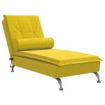 Vidaxl chaise longue de massage avec traversin jaune velours Vidaxl chaise longue de massage avec traversin jaune velours