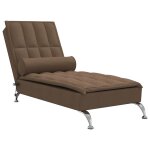 Vidaxl chaise longue de massage avec traversin marron tissu
