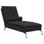 Vidaxl chaise longue de massage avec traversin noir tissu