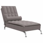 Vidaxl chaise longue de massage avec traversin taupe tissu