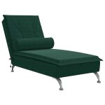 Vidaxl chaise longue de massage avec traversin vert fonc� velours