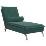 Vidaxl chaise longue de massage avec traversin vert fonc velours
