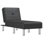 Vidaxl chaise longue noir similicuir