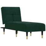 Vidaxl chaise longue vert fonc velours