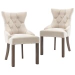Vidaxl chaises  manger lot de 2 beige tissu