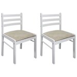 Vidaxl chaises à manger lot de 2 blanc hévéa solide et velours Vidaxl chaises à manger lot de 2 blanc hévéa solide et velours