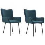 Vidaxl chaises  manger lot de 2 bleu velours