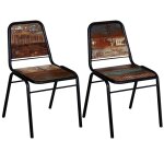 Vidaxl chaises  manger lot de 2 bois de rcupration massif