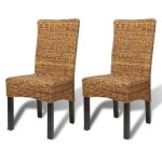 Vidaxl chaises  manger lot de 2 bois solide de manguier et abaca