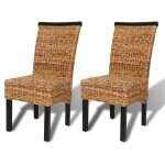 Vidaxl chaises  manger lot de 2 bois solide de manguier et abaca