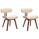 Vidaxl chaises � manger lot de 2 cr�me bois courb� et similicuir