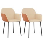 Vidaxl chaises � manger lot de 2 cr�me tissu et similicuir
