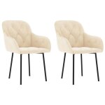 Vidaxl chaises � manger lot de 2 cr�me velours