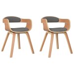 Vidaxl chaise � manger lot de 2 gris clair bois courb� et tissu