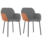 Vidaxl chaises � manger lot de 2 gris clair tissu et similicuir