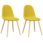 Vidaxl chaises à manger lot de 2 jaune moutarde velours Vidaxl chaises à manger lot de 2 jaune moutarde velours
