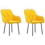 Vidaxl chaises  manger lot de 2 jaune velours