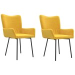 Vidaxl chaises  manger lot de 2 jaune velours
