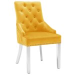 Vidaxl chaises  manger lot de 2 jaune velours