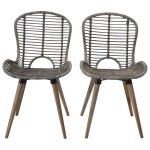 Vidaxl chaises  manger lot de 2 marron rotin naturel