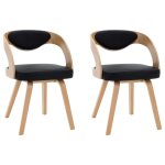 Vidaxl chaises � manger lot de 2 noir bois courb� et similicuir