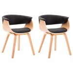 Vidaxl chaises  manger lot de 2 noir bois courb et similicuir