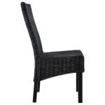 Vidaxl chaises � manger lot de 2 noir rotin kubu et bois d'acajou