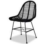 Vidaxl chaises � manger lot de 2 noir rotin naturel