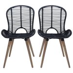 Vidaxl chaises  manger lot de 2 noir rotin naturel