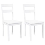 Vidaxl chaises  manger 2 pcs blanc bois massif caoutchouc