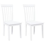 Vidaxl chaises � manger 2 pcs blanc bois massif caoutchouc