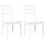 Vidaxl chaises � manger 2 pcs blanc bois massif caoutchouc