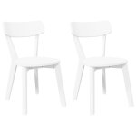 Vidaxl chaises  manger 2 pcs blanc bois massif caoutchouc