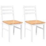 Vidaxl chaises � manger 2 pcs blanc bois massif caoutchouc