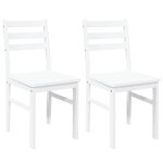 Vidaxl chaises � manger 2 pcs blanc bois massif caoutchouc