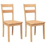 Vidaxl chaises � manger 2 pcs bois massif naturel caoutchouc