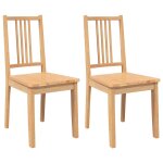 Vidaxl chaises  manger 2 pcs bois massif naturel caoutchouc