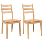 Vidaxl chaises � manger 2 pcs bois massif naturel caoutchouc