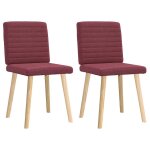 Vidaxl chaises  manger lot de 2 rouge bordeaux tissu