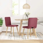 Vidaxl chaises  manger lot de 2 rouge bordeaux tissu