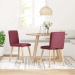 Vidaxl chaises � manger lot de 2 rouge bordeaux tissu