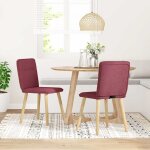 Vidaxl chaises  manger lot de 2 rouge bordeaux tissu